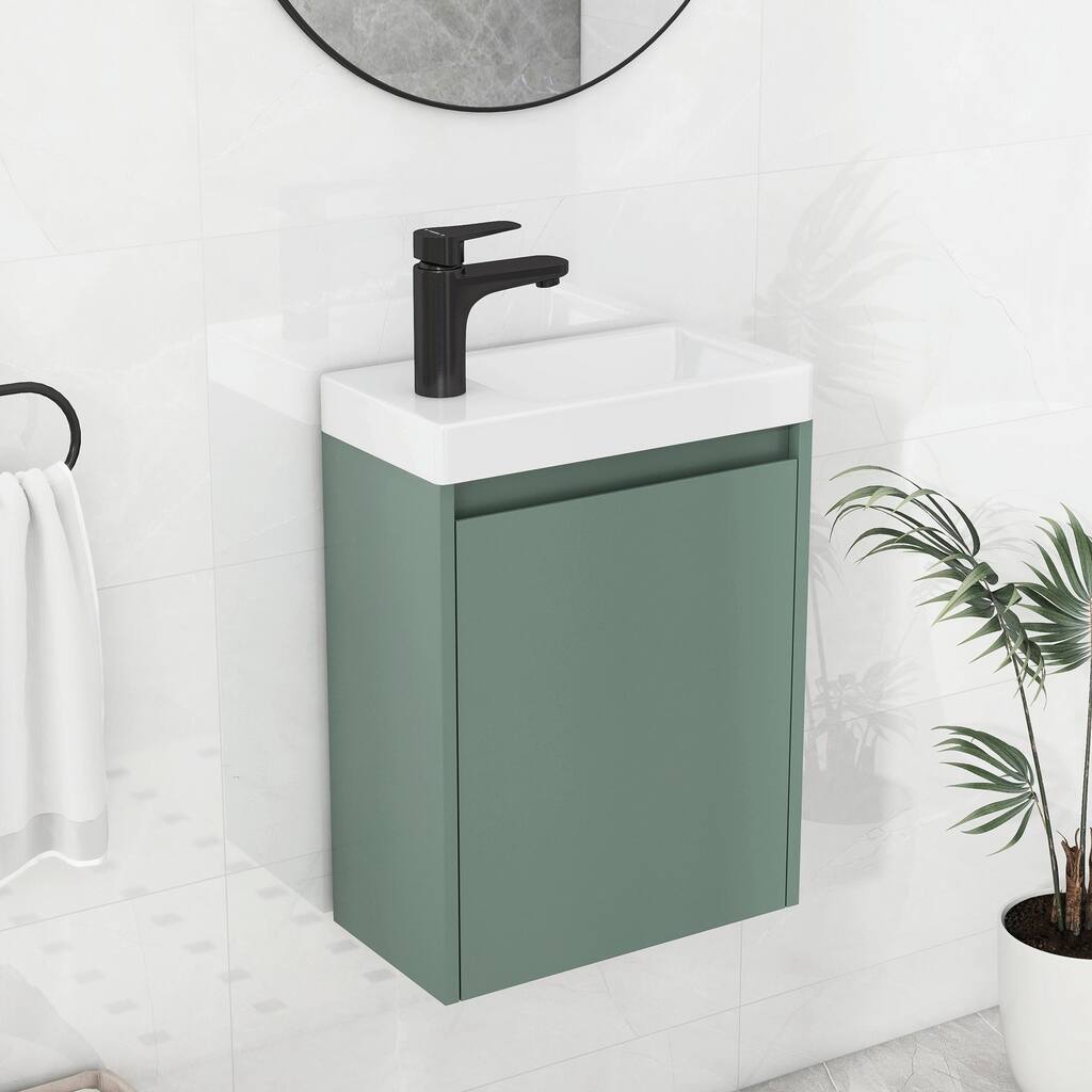 16-Inch Bathroom Vanity Cabinet with Soft-Close Doors