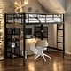 preview thumbnail 1 of 30, Industrial Modern Full Size Metal Loft Bed with Built-in Desk and Shelves, Space-saving Functionality, High Security, Black