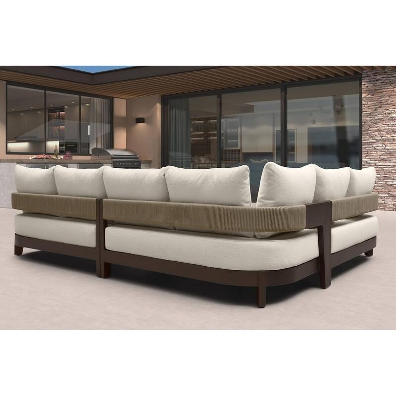 PURPLE LEAF Modern Aluminum Sectional Sofa with 7.87" Cushions for Yard Porch Deck Outdoor Conversation Sets