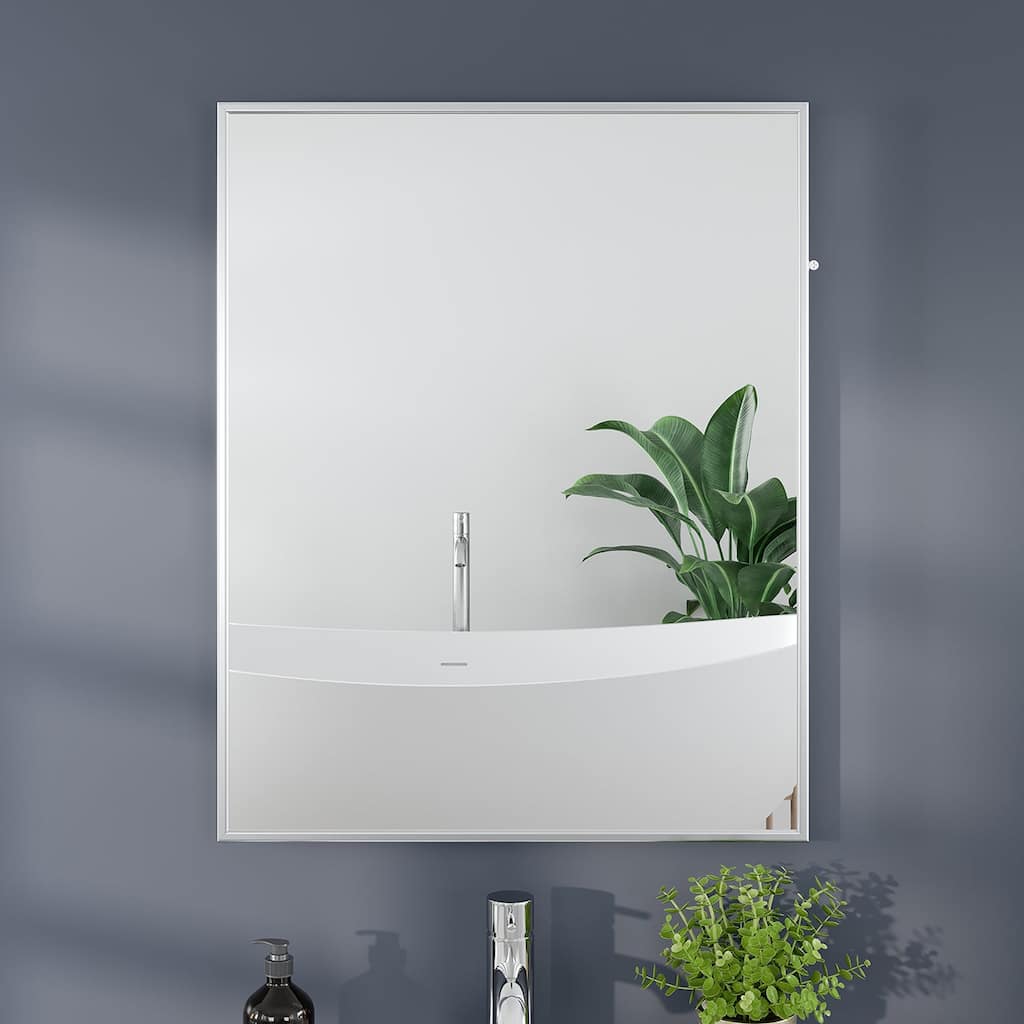 Eviva Vista 24" x 30" Rectangular Brushed Nickel Metal Framed Mirror - Brushed Nickel