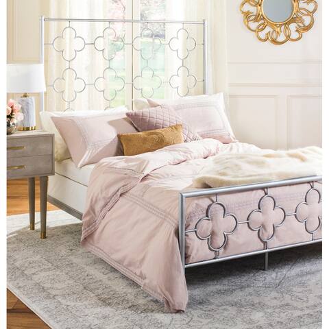 SAFAVIEH Bedding Morris Lattice Metal Full size bed - Antique Silver