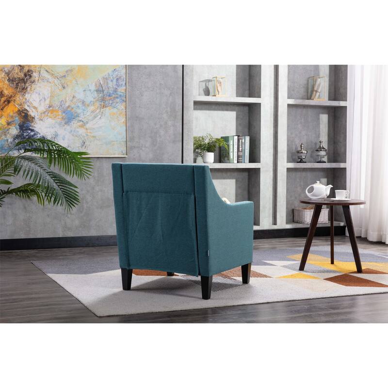 Linen Nailhead Accent Solid Wood Leg Living Room Armchair