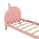 preview thumbnail 8 of 6, Pink Unicorn Wooden Platform Bed with Headboard - Twin Size, Easy Assembly