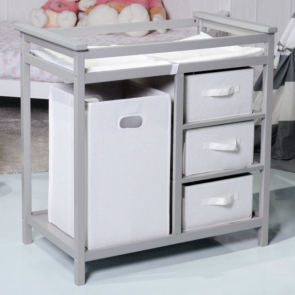 Shop Costway Gray Infant Baby Changing Table w/3 Basket ...