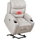 preview thumbnail 47 of 52, EROMMY Oversized Power Lift Recliner with Massage & Heat – PU Leather Chair with Pockets, Cup Holders & USB Port White - Variant 3
