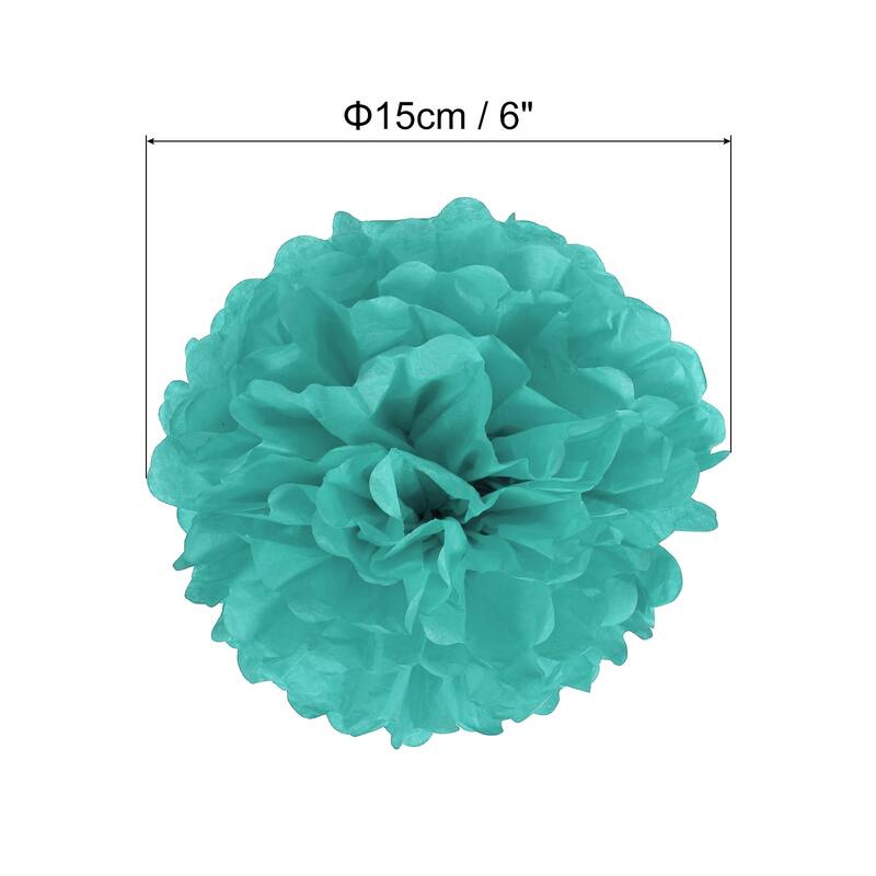 20Pcs Tissue Pom Poms Paper Flowers Ball Party Wedding Decor - Turquoise - 6"
