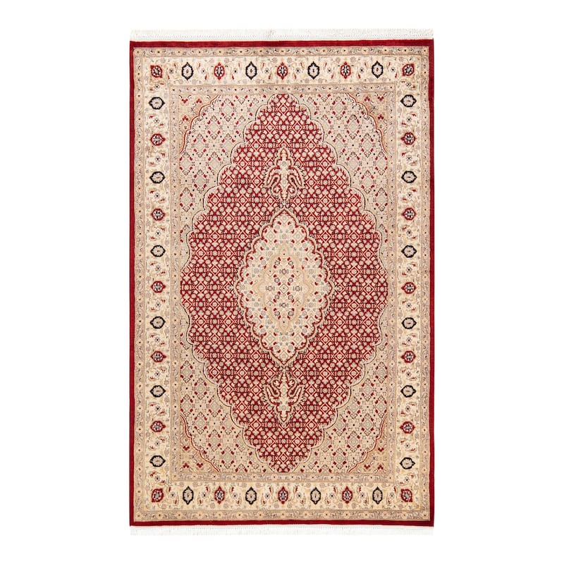Overton Hand Knotted Wool Vintage Inspired Traditional Mogul Red Area Rug - 5 x 8