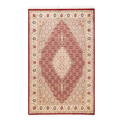 Overton Hand Knotted Wool Vintage Inspired Traditional Mogul Red Area Rug - 5 x 8
