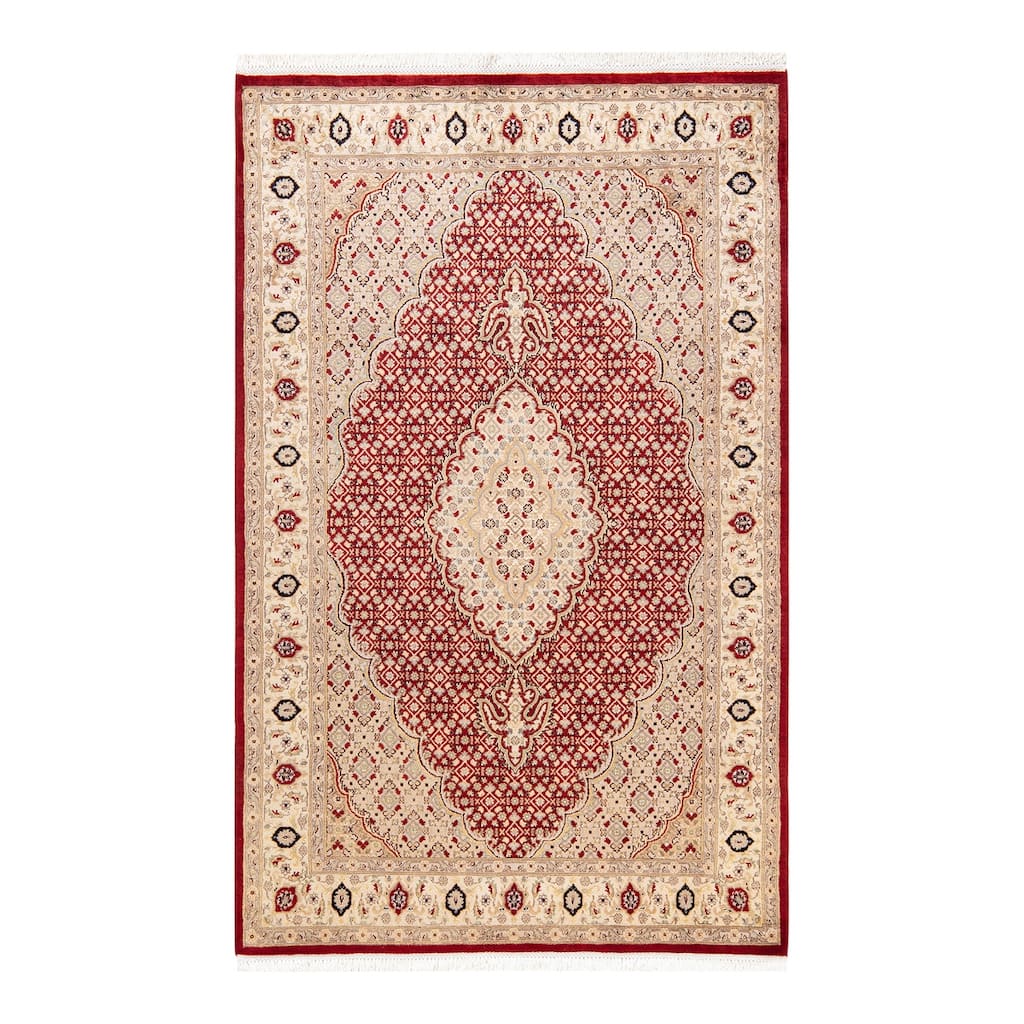 Overton Hand Knotted Wool Vintage Inspired Traditional Mogul Red Area Rug - 5 x 8