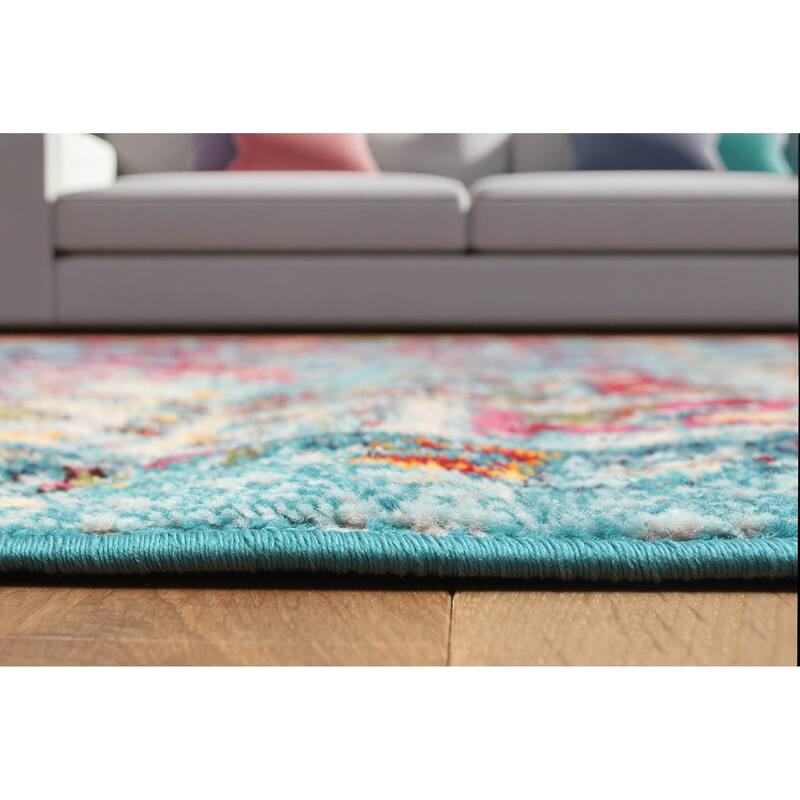 ECARPETGALLERY Machine Made Jasmine Blue Area Rug