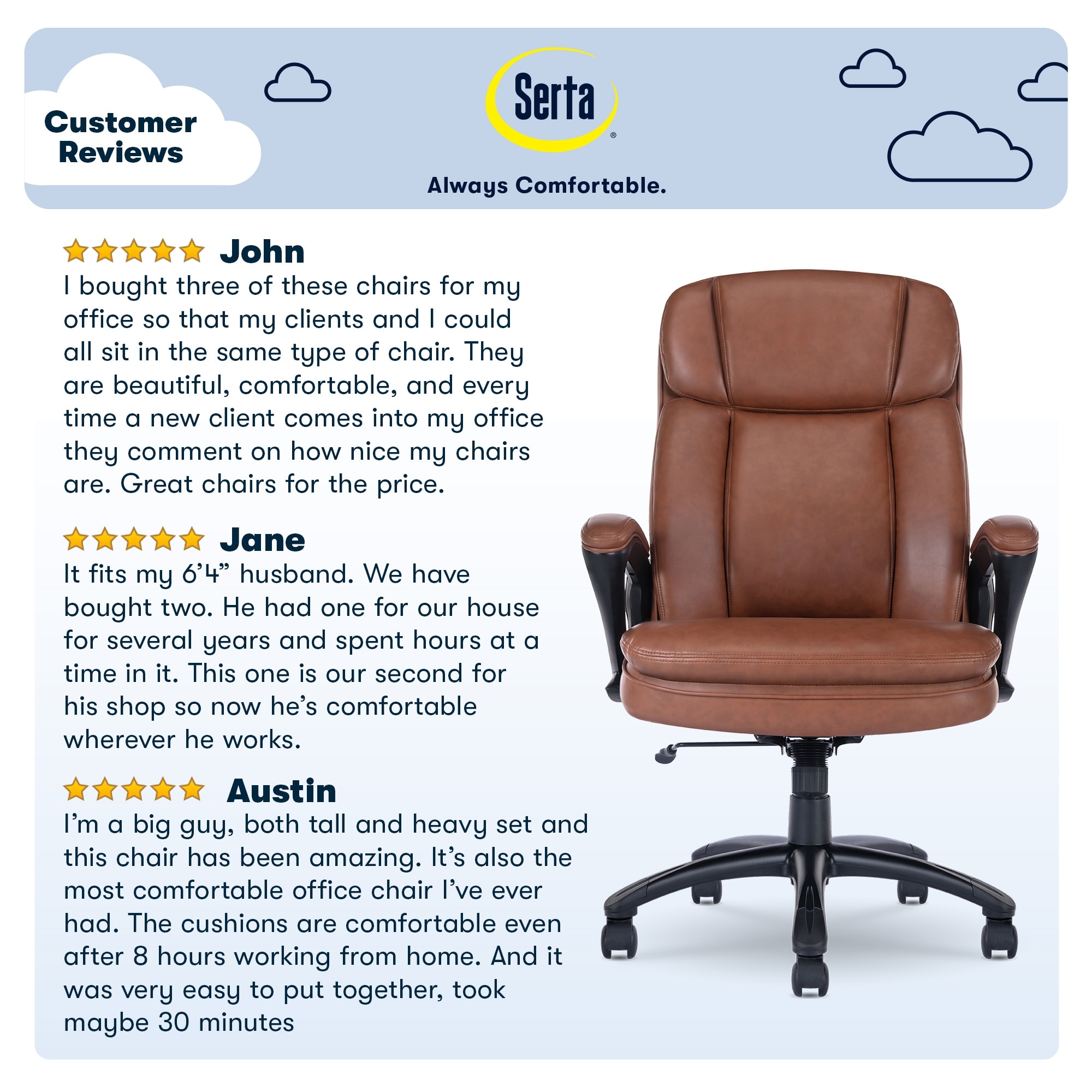 Serta Fairbanks Big and Tall High Back Ergonomic Executive Office