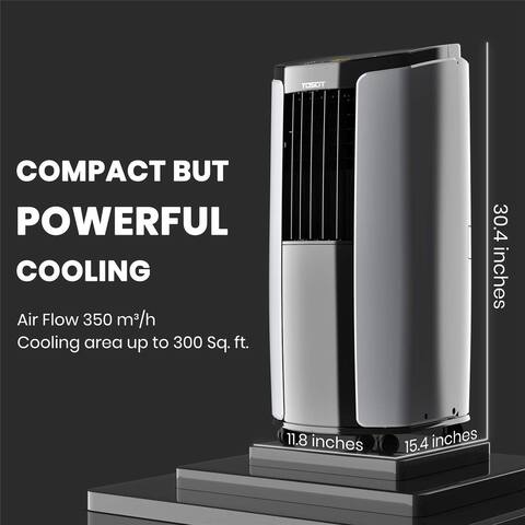 TOSOT 8,000 BTU Portable Air Conditioner Quiet, Remote Control, Built-in Dehumidifier, Fan - Cool Rooms Up to 300 Square Feet