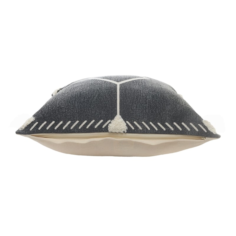 20" Black and White Bordered Square Throw Pillow