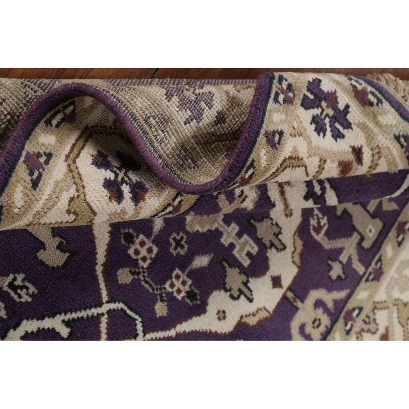 Purple Oushak Indian Area Rug Hand-Knotted Wool Carpet - 4'1"x 5'11"