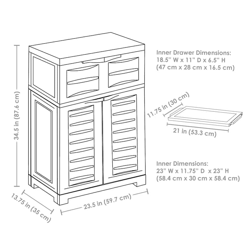 Plastic Storage Cabinet with Adjustable Shelf and Drawer