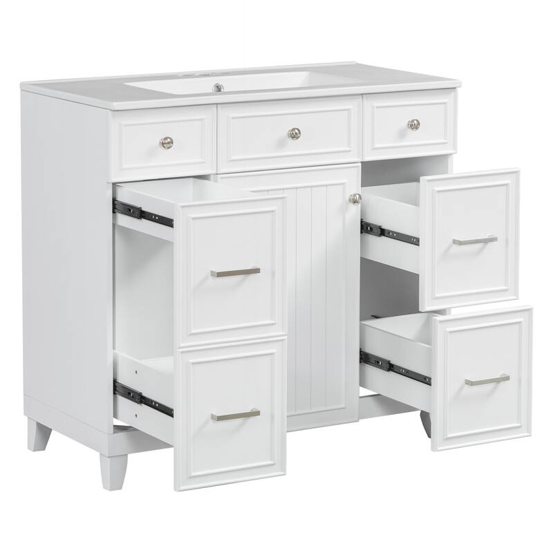 Sophisticated Bathroom Vanity with Abundant Storage and Durable Construction