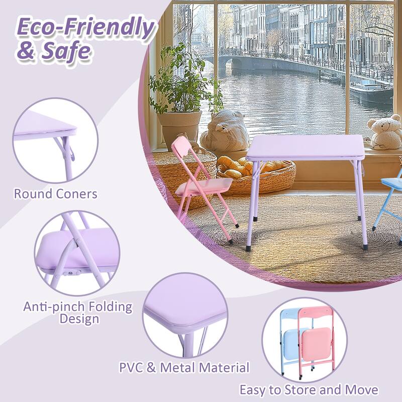 Homy Casa Kids 5-Piece Folding Table and Chair Set