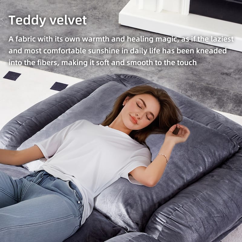 Roomfitters Folding Sofa Chair with 5 Adjustable Positions, Velvet Floor Lounge Chair for Gaming