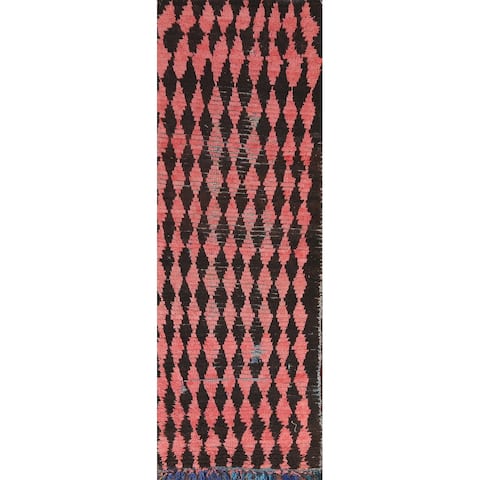 Geometric Moroccan Oriental Wool Runner Rug Handmade Staircase Carpet - 2'3" x 7'2"