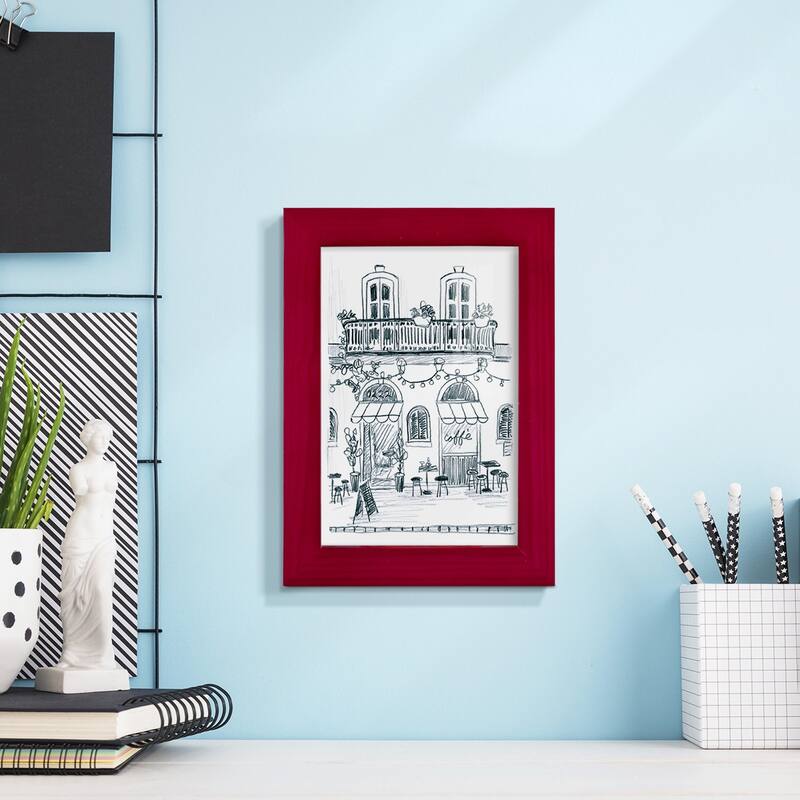 Italian Street Sketch II -Framed Print w/glass-Cherry Red