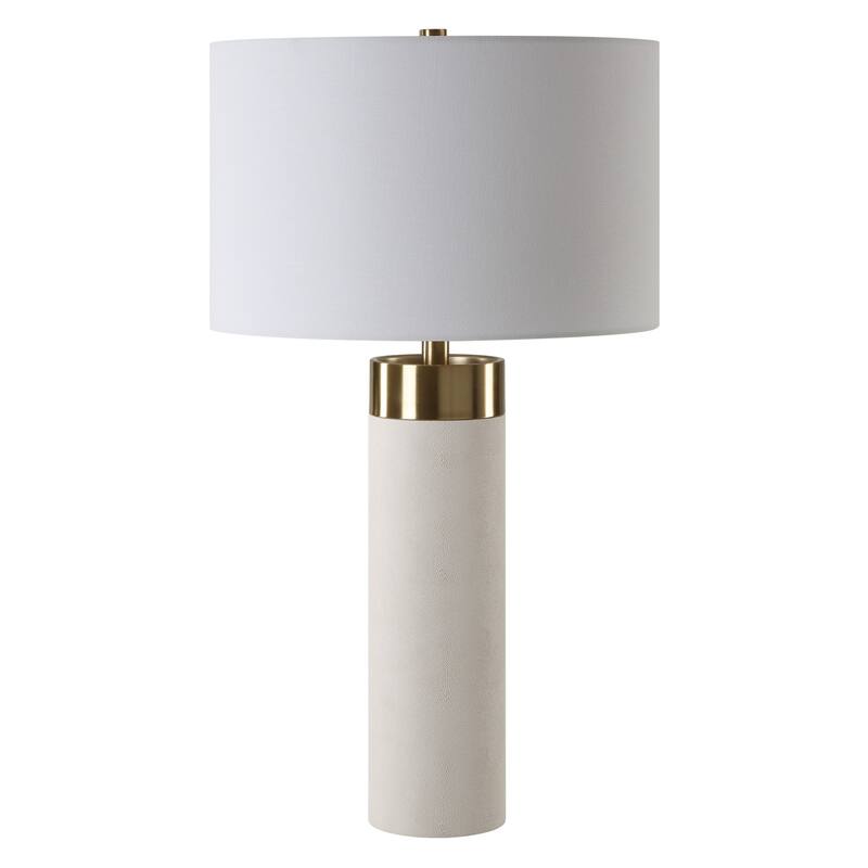 Faux Shagreen Cylindrical Table Lamp - 27.75" - White
