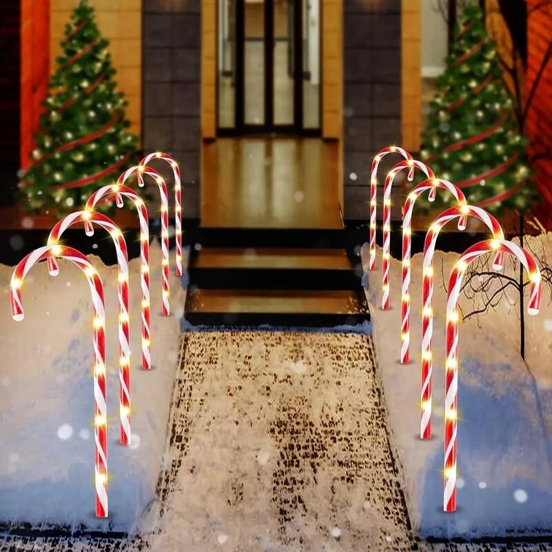 12Pcs Christmas Candy Cane Pathway, 12" - White and Red