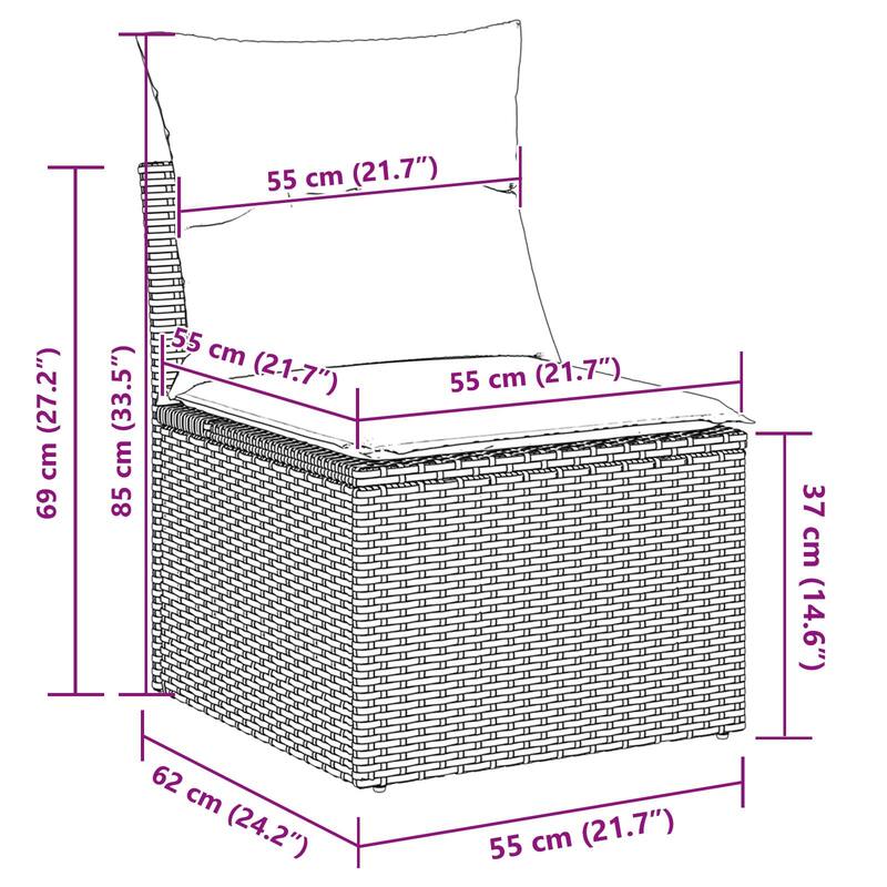 7 Piece Garden Sofa Set with Cushions - 91.3×48×27.2