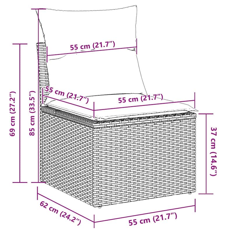 vidaXL 3 Piece Garden Sofa Set with Cushions - 70.1×24.4×27.2