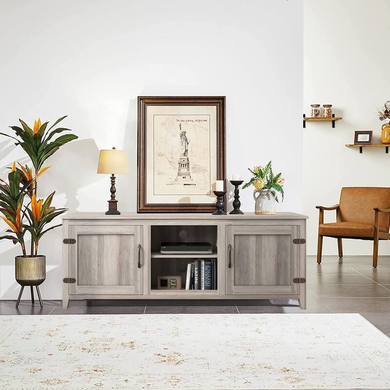 Wood Storage Cabinet Media Console for TVs up to 80"
