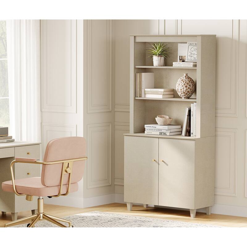 Modern 71" Tall Bookcase with Shelves & Storage Cabinet for Home Office