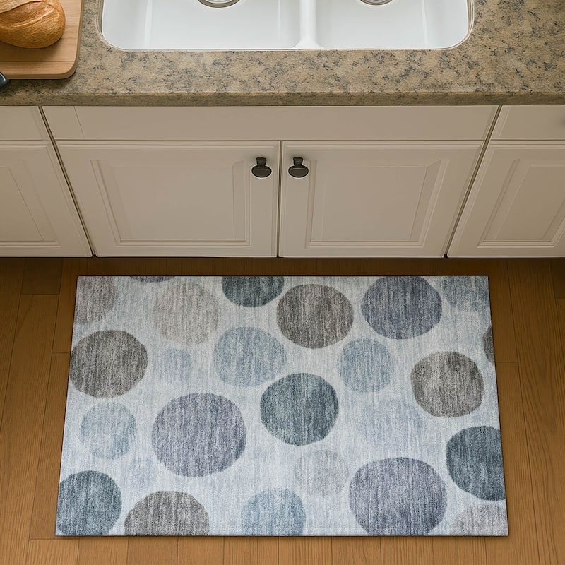 Premium Washable Super Soft Modern Bubbles Mayfield Rug - Blue - 1'8" x 2'6"