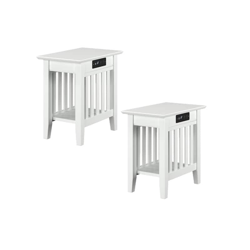 AFI Mission Chair Side Table Set of 2 with Built-in Charger