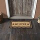 preview thumbnail 1 of 3, Black Check Stars Coir Welcome Rug Rect 17x36 Natural Tan