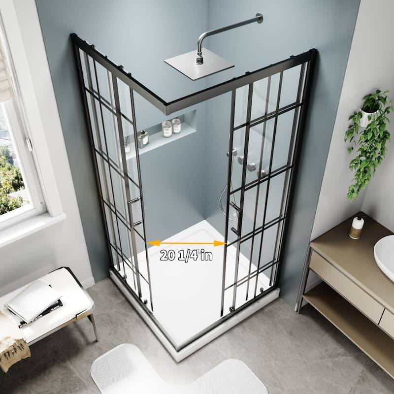 Modland 36'' x 71'' Corner Sliding Shower Door - Self-Cleaning Glass, Magnetic Seal, Matte Black / White