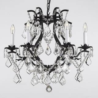 Wrought Iron Crystal Chandelier Lighting H18 x W19 - Chandeliers For Bedrooms by Overstock.com