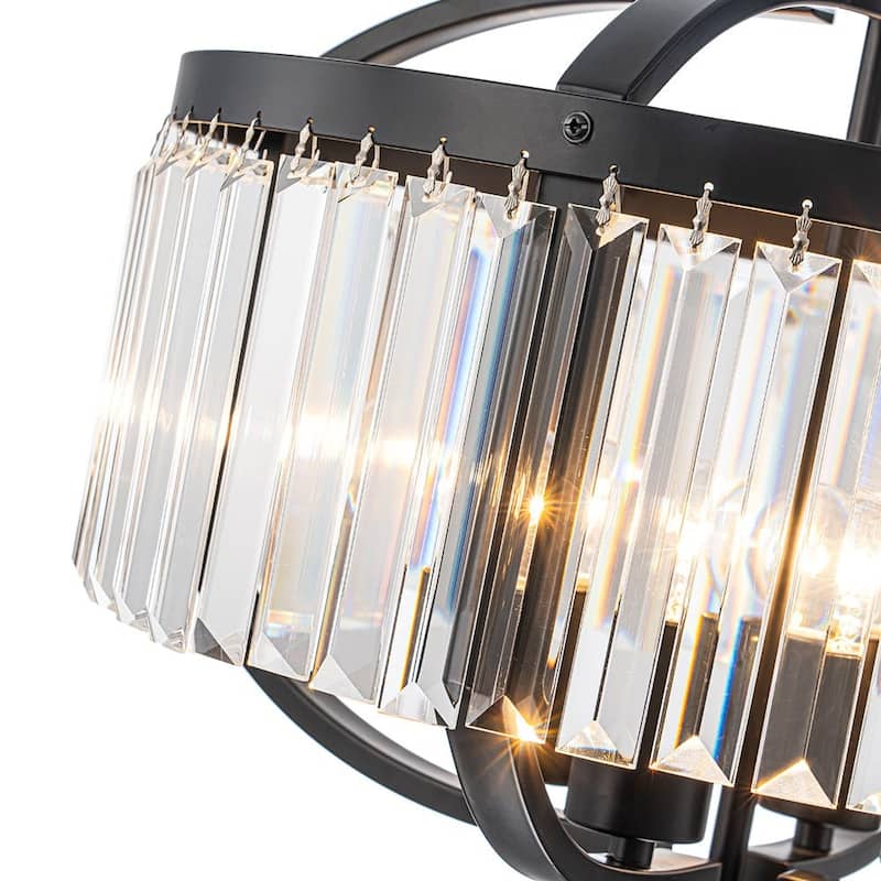 Vintage Luxury 4-Light Sparkle Crystal Round Cage Chandelier