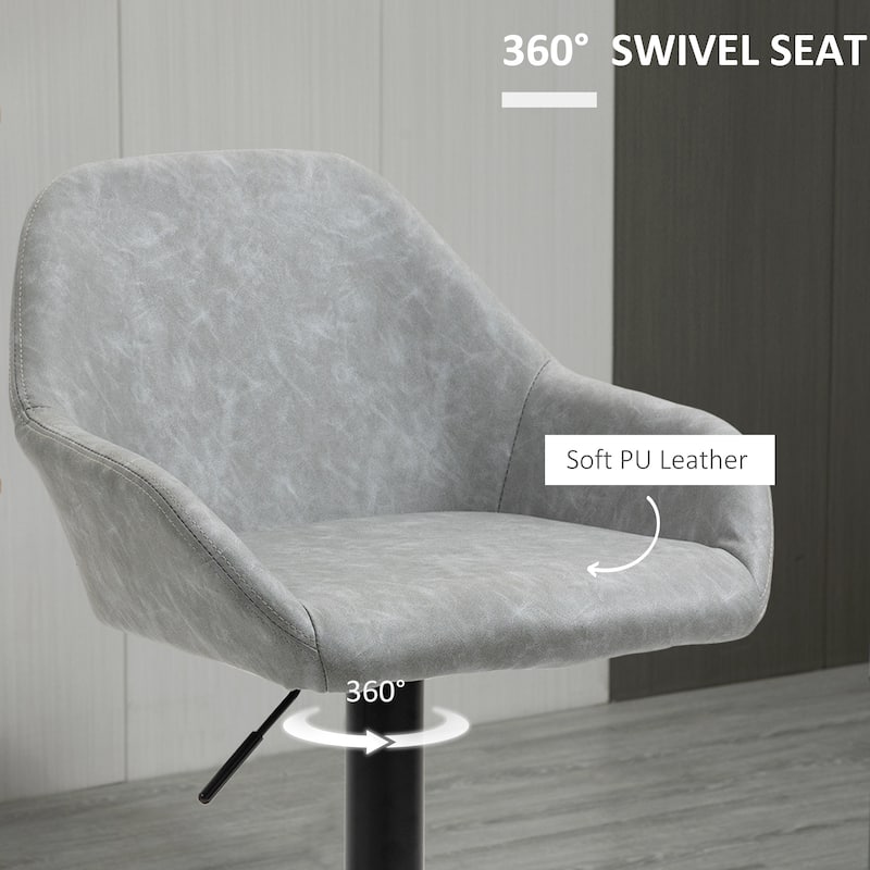 Set of 2 Height Adjustable Velvet Swivel Bar Stools with Steel Frame and Thick Foam Seats for Kitchen