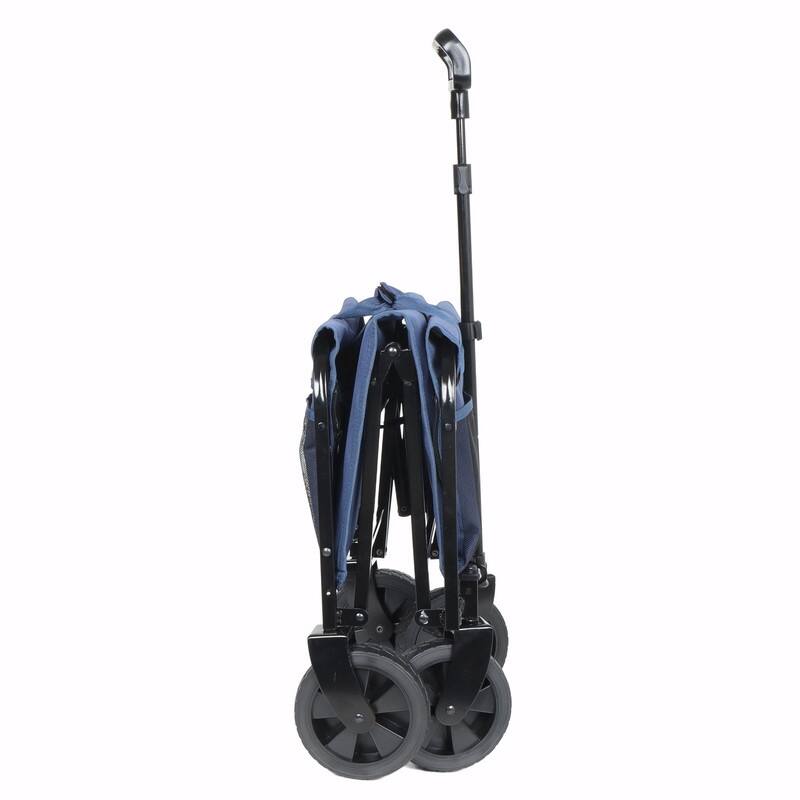 All-in-One Convertible Folding Utility Trolley with 4 Wheels, Bench Seat & Dog Leash