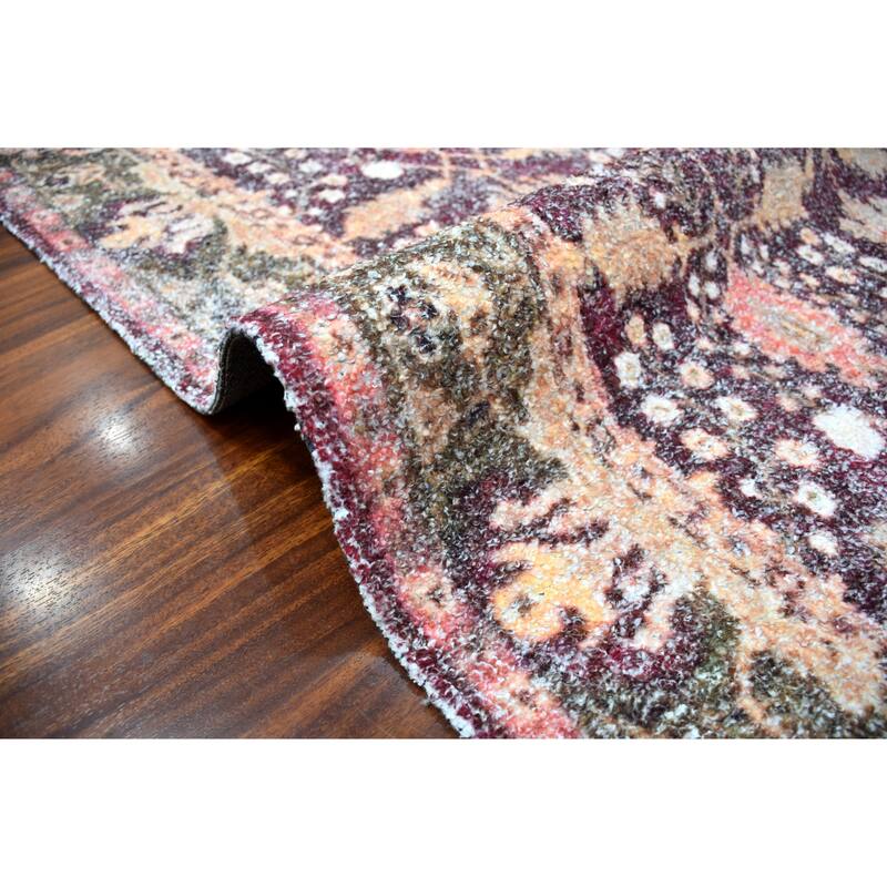 Hand Woven Victoria Micro Printed Polyester Traditional Oriental Area Rug