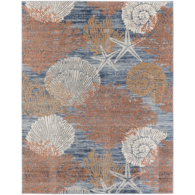 Nourison Pompeii Coastal Beach Shells and Coral Area Rug