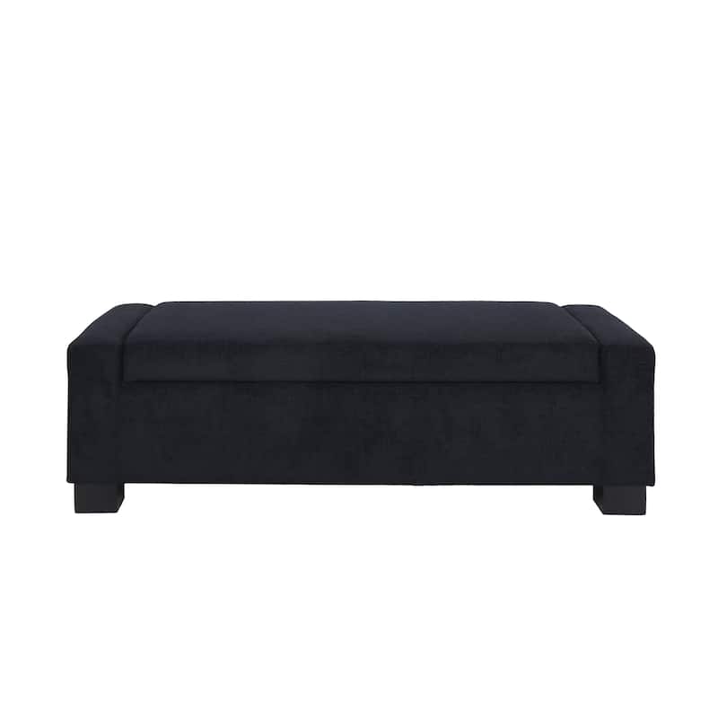 50" Ottoman Bench in Textured Fabric, Rectangular Design with Hinged Lid for Seating, Footrest, and Hidden Storage