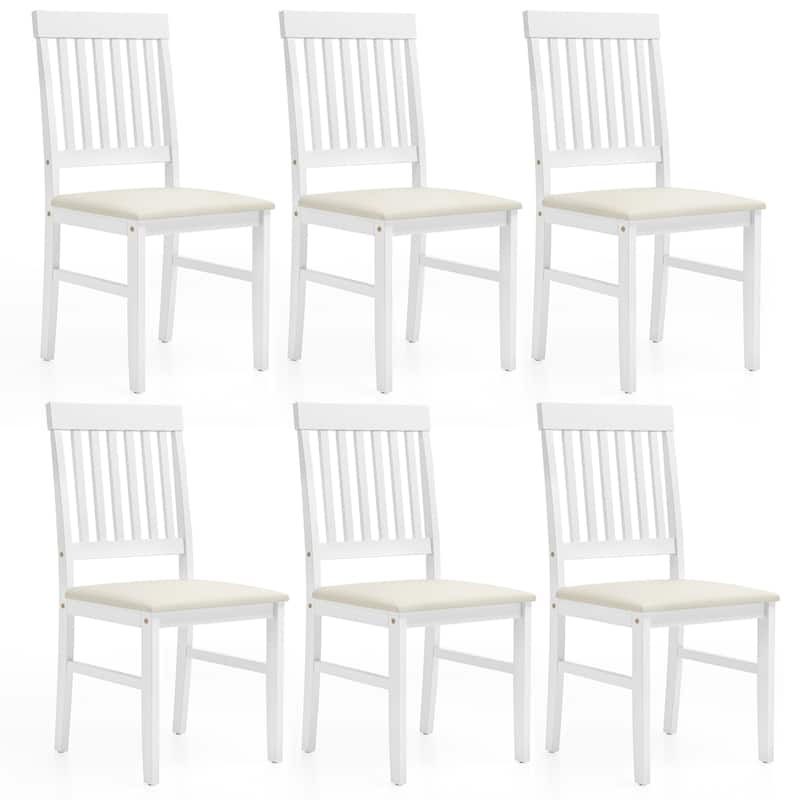 Rubber Wood Dining Chairs Set of 6 - White
