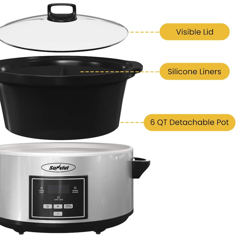 Sunvivi Programmable 6 Quart Slow Cooker