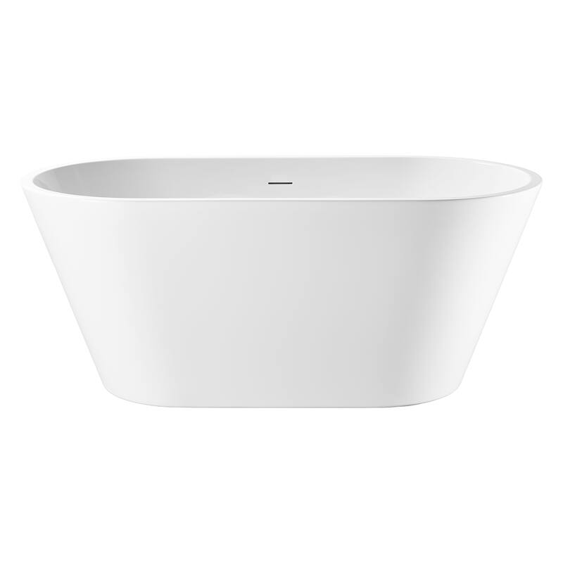 Modern White Acrylic Freestanding Soaking Bathtub with Pop-up Drain and Overflow