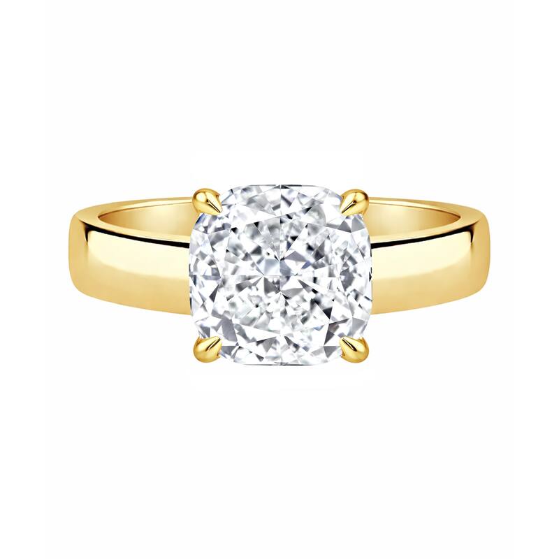 Auriya 14K Gold Cushion Lab Grown Diamond Cigar Band Engagement Ring 1.00 - 5.00ct. tw. (F-G, VS)
