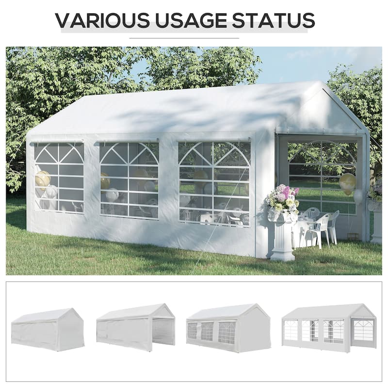 Outsunny 10x20ft Heavy Duty Carport with Removable Sidewalls and Doors, Portable Garage Tent Car Canopy Boat Shelter