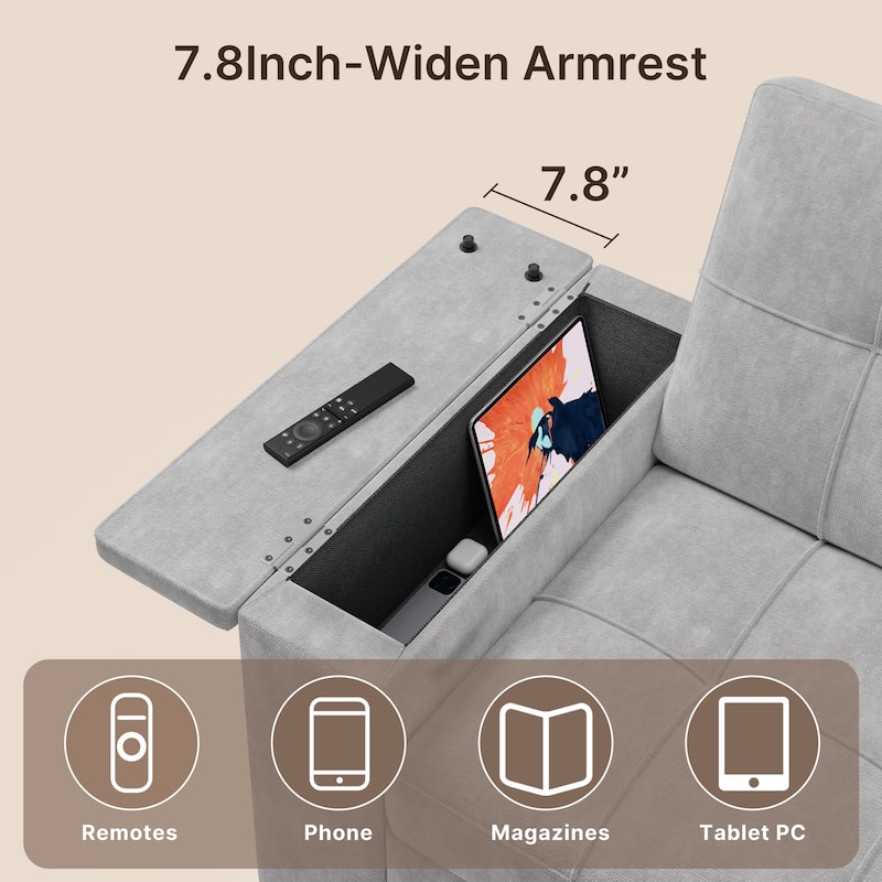 3 in 1 Convertible Sofa Bed Futon Couches with Reclining Backrest, Loveseat Sleeper Sofabed with Pull Out Couch