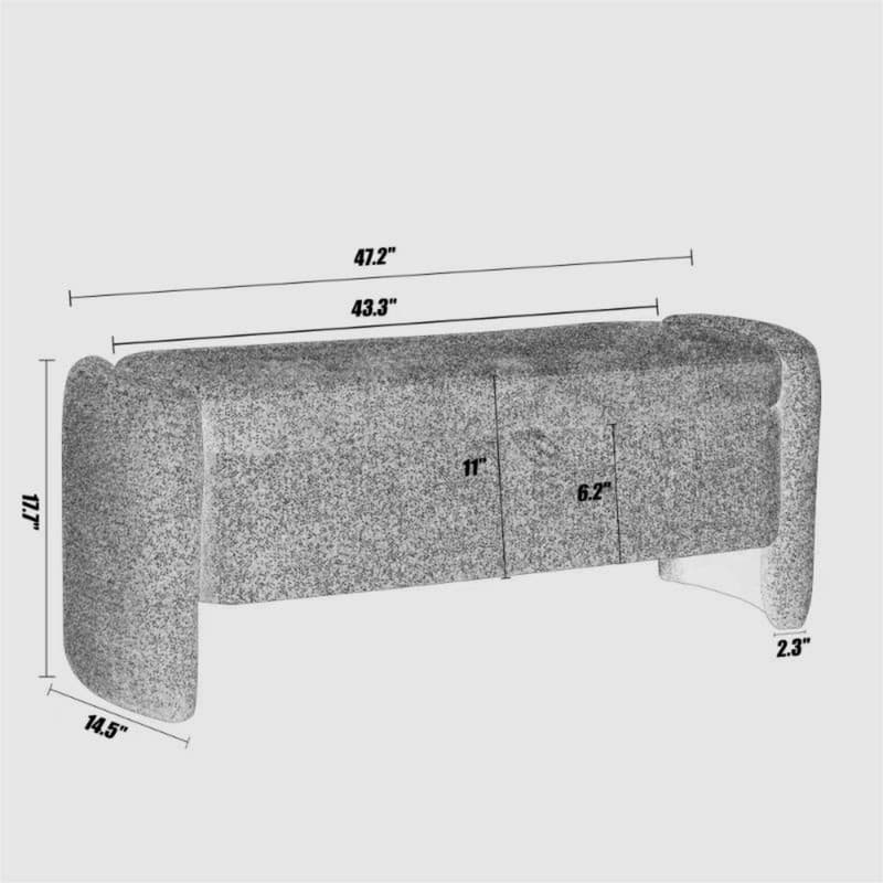 Oval Ottoman Storage Chenille Fabric Bench