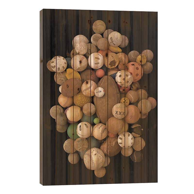 Balls Print On Wood by Barry Rosenthal - Multi-Color - 40x26x1.5