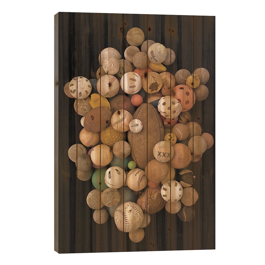 Balls Print On Wood by Barry Rosenthal - Multi-Color